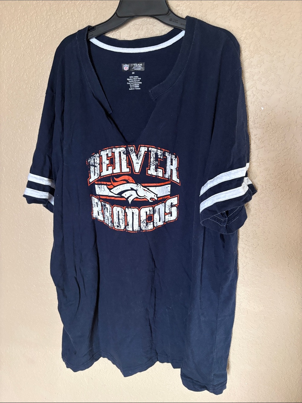 NFL Denver Broncos Navy Blue Short Sleeve Tee with White & Orange Logo